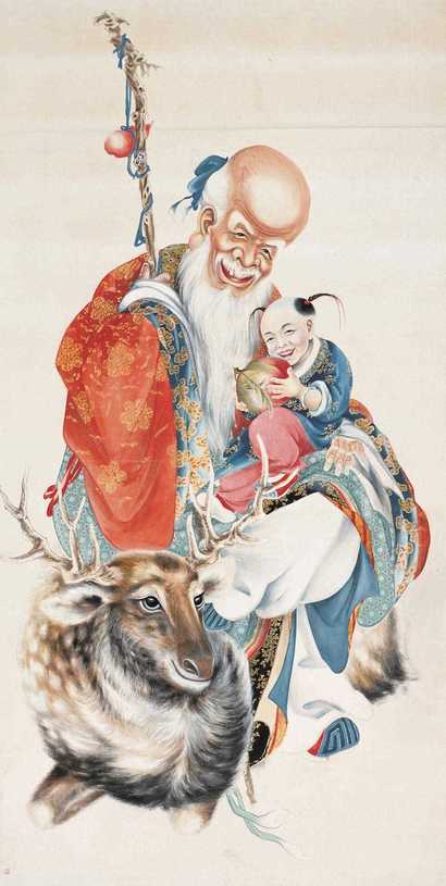 谢之光 寿星 立轴